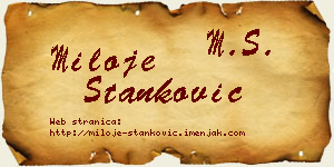 Miloje Stanković vizit kartica